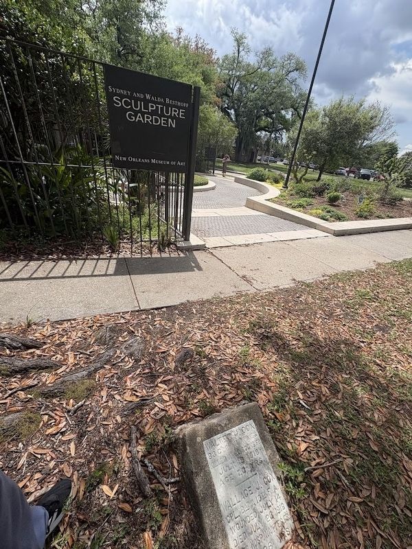 Walter J. Cox and Wallace J. Cox Marker in front of the sculpture garden in City Park.. Click for full size. Walter J. Cox and Wallace J. Cox Marker in front of the sculpture garden in City Park. image. Click for full size.
