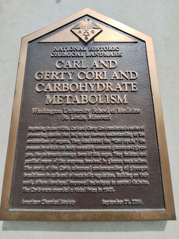 Carl and Gerty Cori and Carbohydrate Metabolism Marker image. Click for full size.