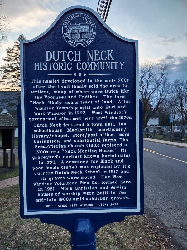 Dutch Neck Historic Community Marker. Click for full size. Dutch Neck Historic Community Marker image. Click for full size.