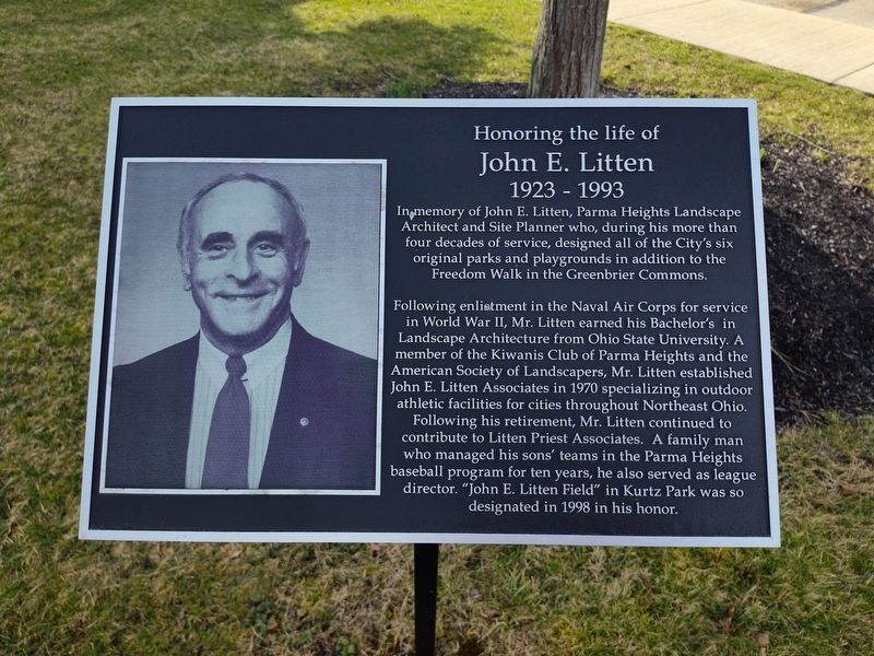 Honoring the life of John E. Litten Marker. Click for full size. Honoring the life of John E. Litten Marker image. Click for full size.