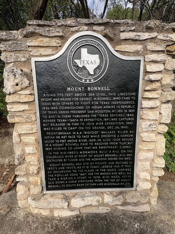 Mount Bonnell Marker. Click for full size. Mount Bonnell Marker image. Click for full size.