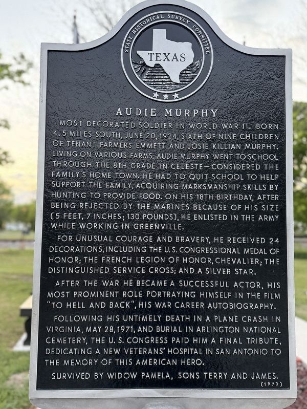 Audie Murphy Marker. Click for full size. Audie Murphy Marker image. Click for full size.