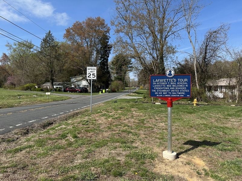 Lafayette’s Tour Marker - wide view. Click for full size. Lafayette’s Tour Marker - wide view image. Click for full size.