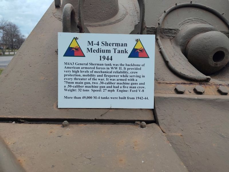 M-4 Sherman Medium Tank 1944 Marker. Click for full size. M-4 Sherman Medium Tank 1944 Marker image. Click for full size.