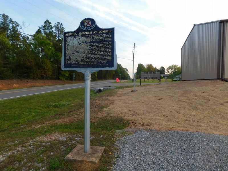 Romulus, Alabama Marker in the background broken image. Click for full size.