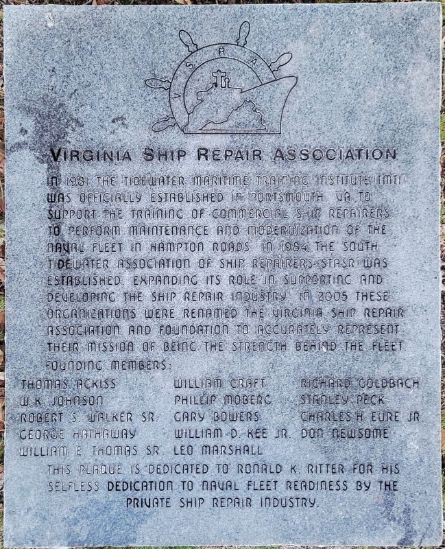 Virginia Ship Repair Association Marker. Click for full size. Virginia Ship Repair Association Marker image. Click for full size.