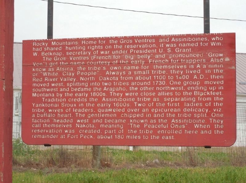 Broken Fort Belknap Reservation Marker. Click for full size. Broken Fort Belknap Reservation Marker image. Click for full size.