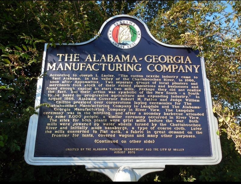 The Alabama - Georgia Manufacturing Company Marker image. Click for full size.