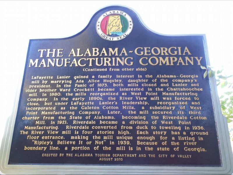 The Alabama - Georgia Manufacturing Company Marker image. Click for full size.