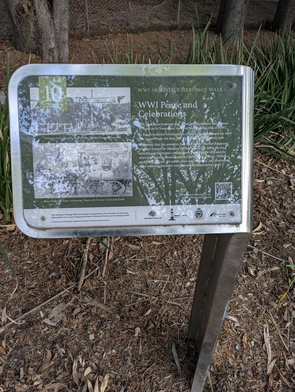 WWI Peace and Celebrations Marker. Click for full size. WWI Peace and Celebrations Marker image. Click for full size.