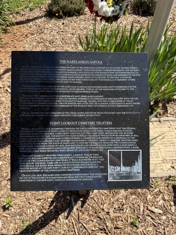 The Maryland Flagpole / Point Lookout Cemetery Trustees Marker image. Click for full size.