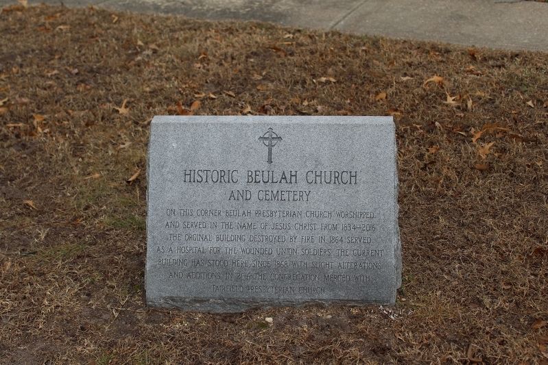 Historic Beulah Church Marker. Click for full size. Historic Beulah Church Marker image. Click for full size.
