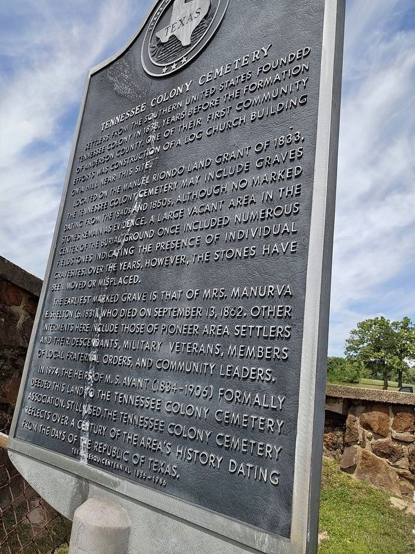 Tennessee Colony Cemetery Marker. Click for full size. Tennessee Colony Cemetery Marker image. Click for full size.