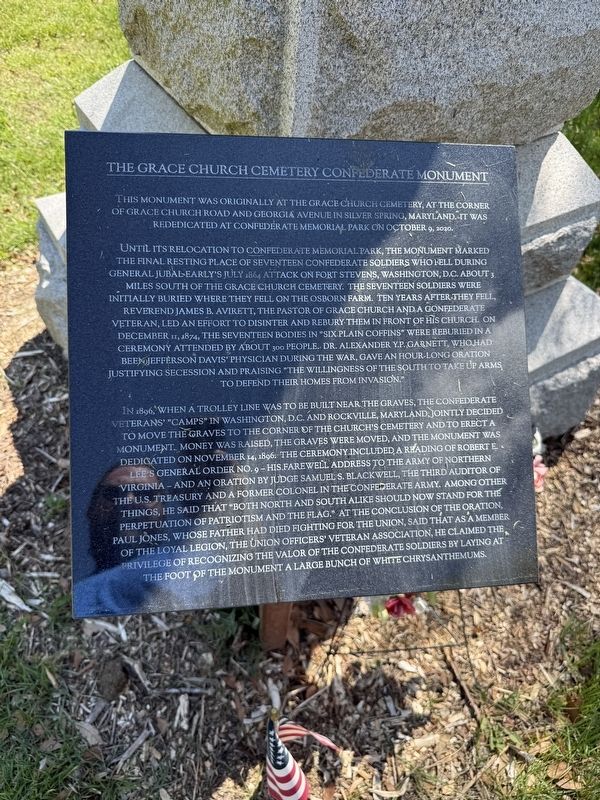 The Grace Church Cemetery Confederate Monument Marker. Click for full size. The Grace Church Cemetery Confederate Monument Marker image. Click for full size.