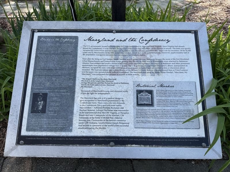 Maryland and the Confederacy Marker image. Click for full size.