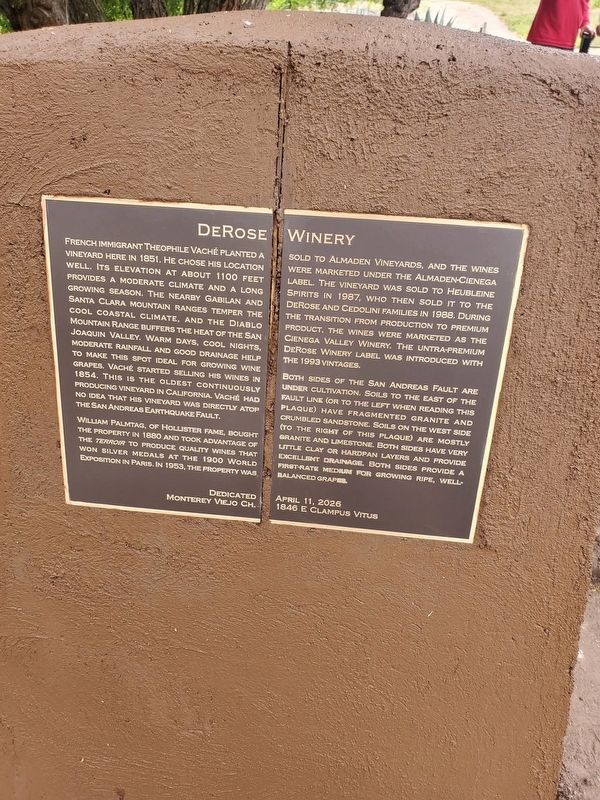 DeRose Winery Marker. Click for full size. DeRose Winery Marker image. Click for full size.