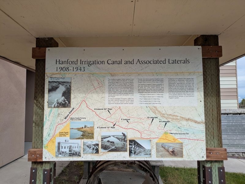 Hanford Irrigation Canal and Associated Laterals Marker. Click for full size. Hanford Irrigation Canal and Associated Laterals Marker image. Click for full size.