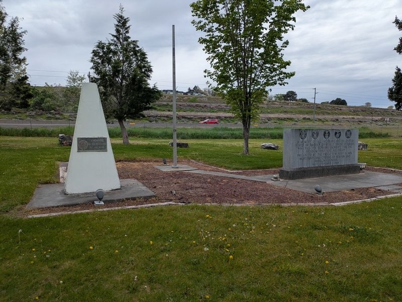 The V.F.W. veterans memorial alongside the American Legion veterans memorial.. Click for full size. The V.F.W. veterans memorial alongside the American Legion veterans memorial. image. Click for full size.