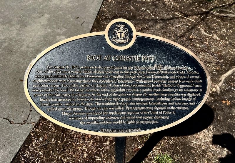 Riot at Christie Pits Marker image. Click for full size.