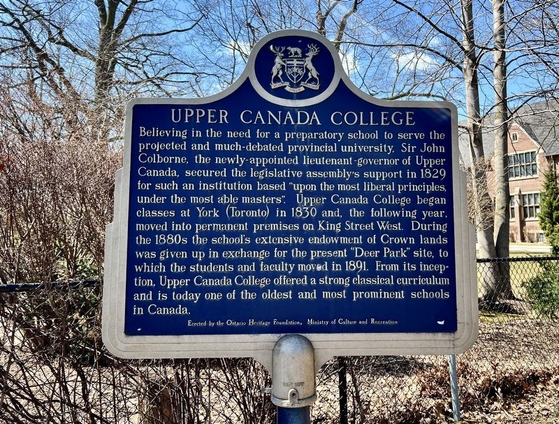 Upper Canada College Marker image. Click for full size.