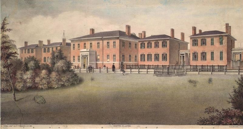 Former Upper Canada College Buildings on King Street, 1835 image. Click for full size.