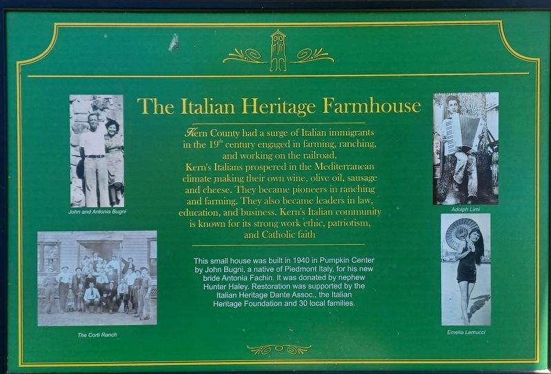 The Italian Heritage Farmhouse Marker. Click for full size. The Italian Heritage Farmhouse Marker image. Click for full size.