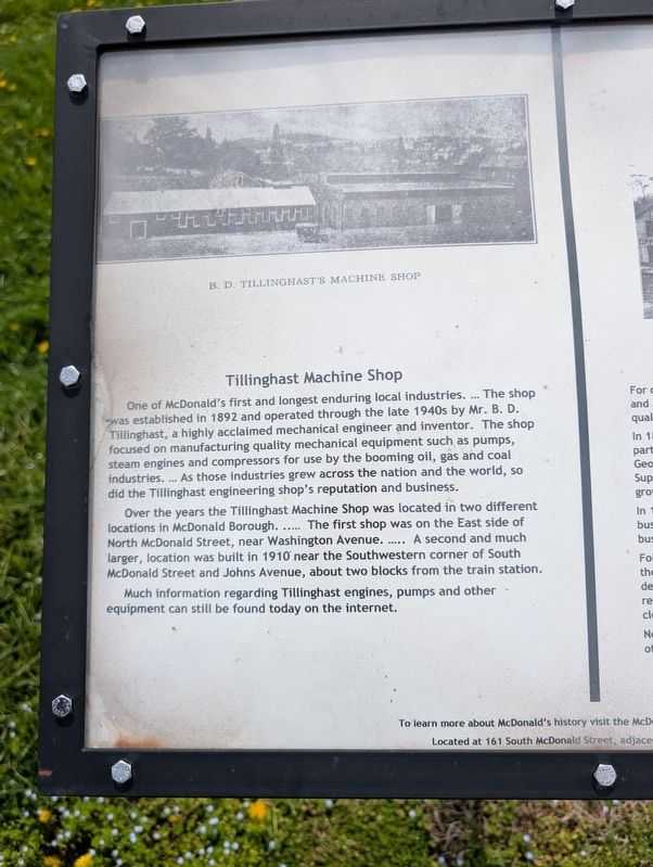 Tillinghast Machine Shop Marker. Click for full size. Tillinghast Machine Shop Marker image. Click for full size.
