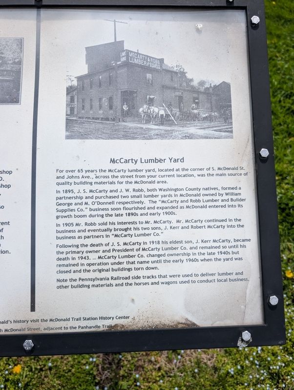 McCarty Lumber Yard Marker. Click for full size. McCarty Lumber Yard Marker image. Click for full size.
