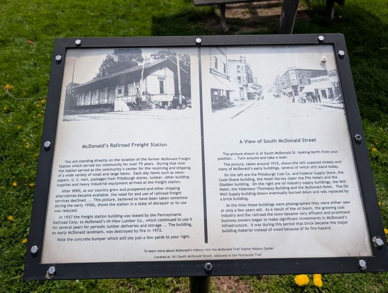 McDonald's Railroad Freight Station / A View of South McDonald Street Marker. Click for full size. McDonald's Railroad Freight Station / A View of South McDonald Street Marker image. Click for full size.
