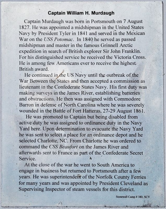 Captain William H. Murdaugh Marker. Click for full size. Captain William H. Murdaugh Marker image. Click for full size.