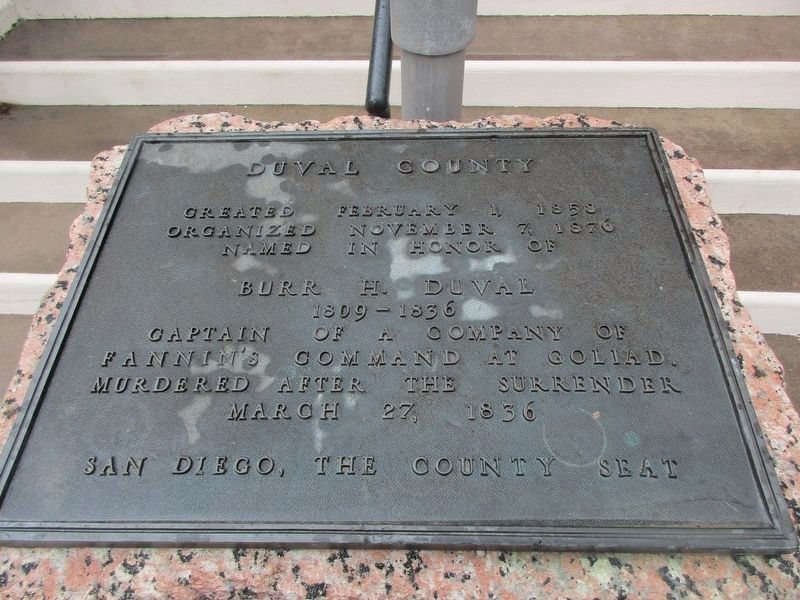 Duval County Marker. Click for full size. Duval County Marker image. Click for full size.