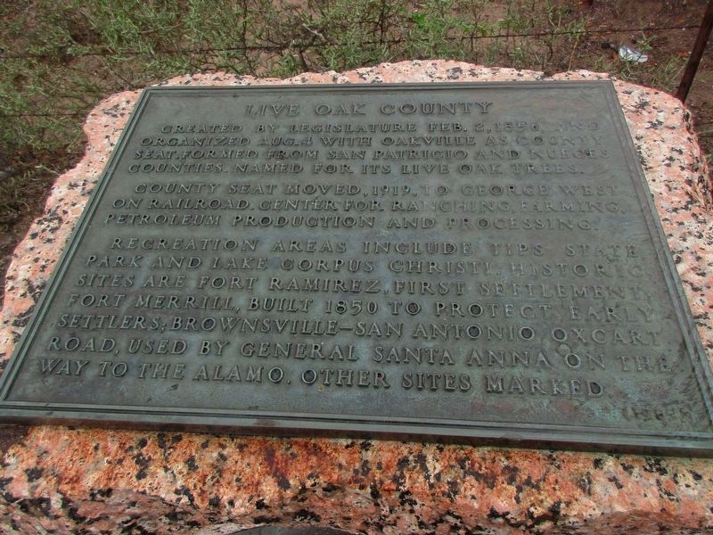 Live Oak County Marker. Click for full size. Live Oak County Marker image. Click for full size.