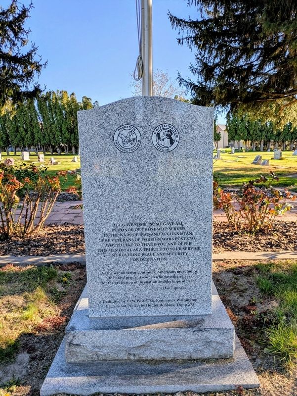 Iraq and Afghanistan Veterans Memorial Marker, Side One image. Click for full size.
