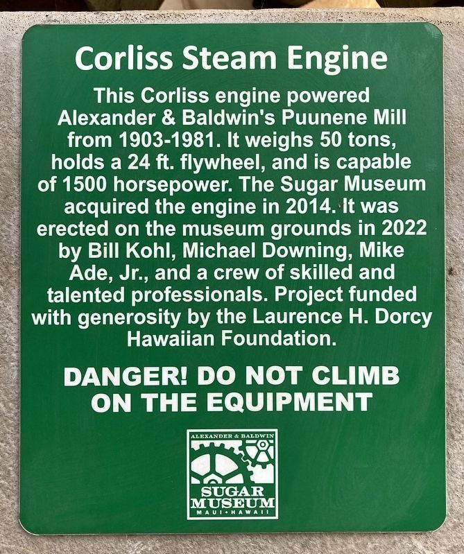 Corliss Steam Engine Marker image. Click for full size.