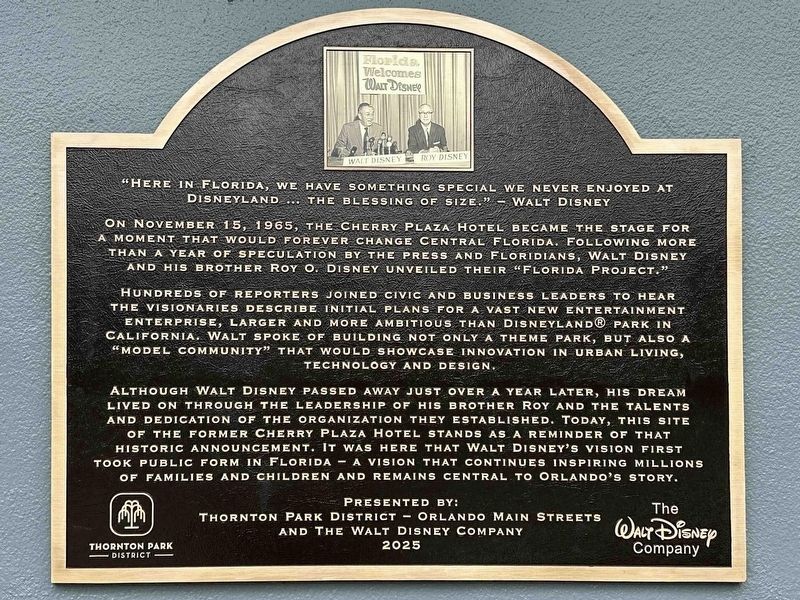 Florida Welcoms Walt Disney marker. Click for full size. Florida Welcoms Walt Disney marker image. Click for full size.