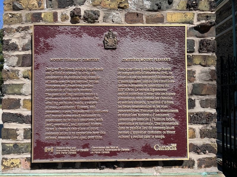 Mount Pleasant Cemetery/Cimeti�re mount Pleasant Marker image. Click for full size.