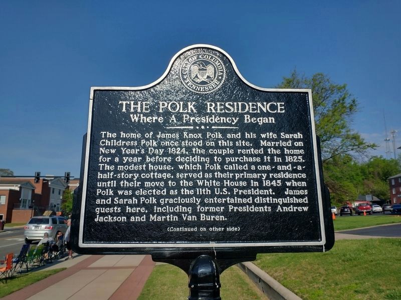 The Polk Residence Marker (Side 1). Click for full size. The Polk Residence Marker (Side 1) image. Click for full size.