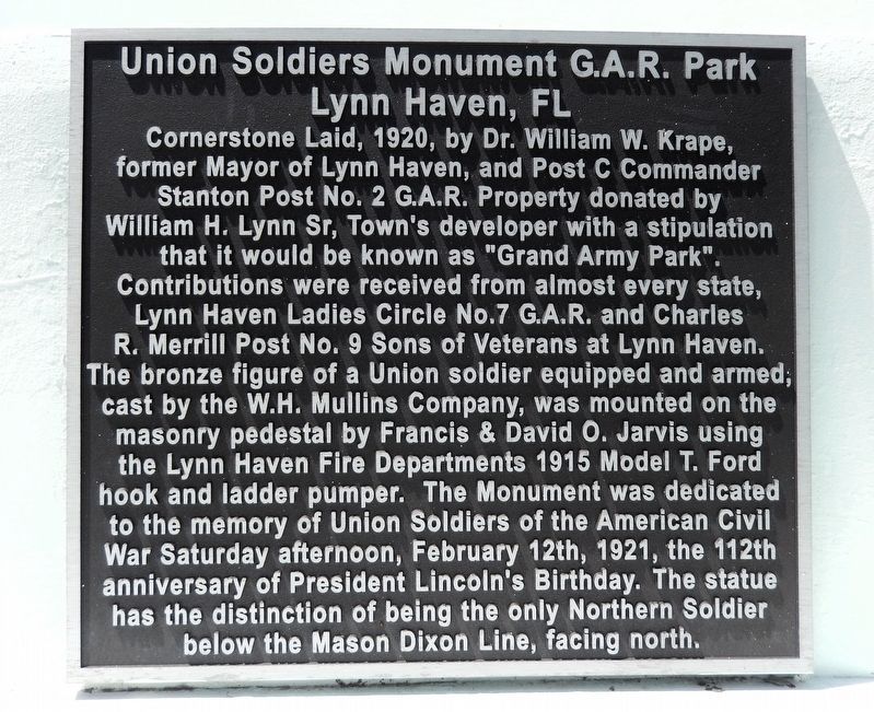 Union Soldiers Monument G.A.R. Park Marker. Click for full size. Union Soldiers Monument G.A.R. Park Marker image. Click for full size.