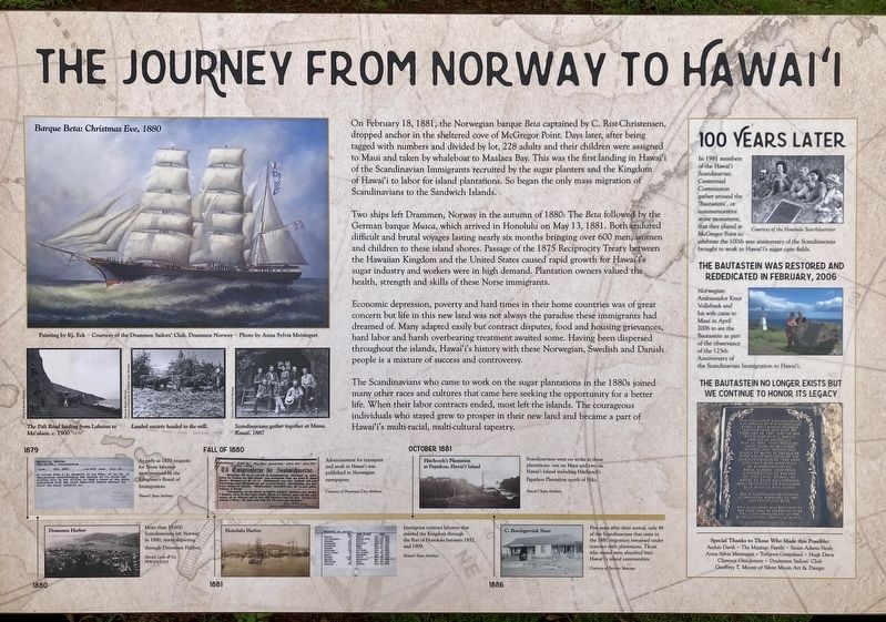 The Journey from Norway to Hawaii Marker image. Click for full size.