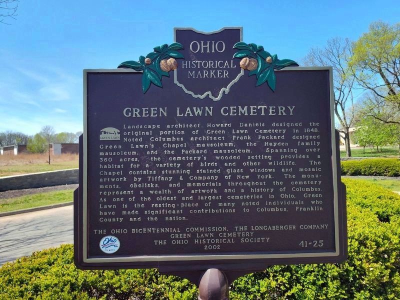 Green Lawn Cemetery Marker. Click for full size. Green Lawn Cemetery Marker image. Click for full size.