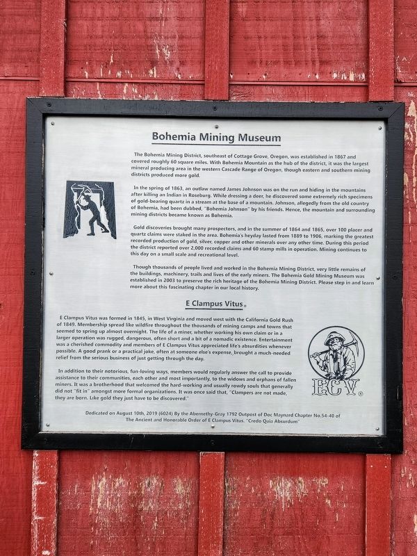 Bohemia Mining Museum / E Clampus Vitus Marker image. Click for full size.