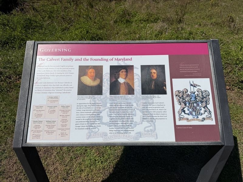 The Calvert Family and the Founding of Maryland Marker image. Click for full size.