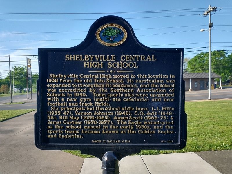 Shelbyville Central High School Marker. Click for full size. Shelbyville Central High School Marker image. Click for full size.