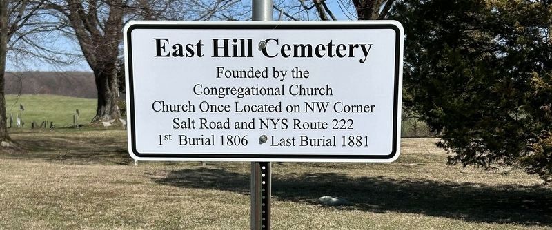 East Hill Cemetery Marker. Click for full size. East Hill Cemetery Marker image. Click for full size.