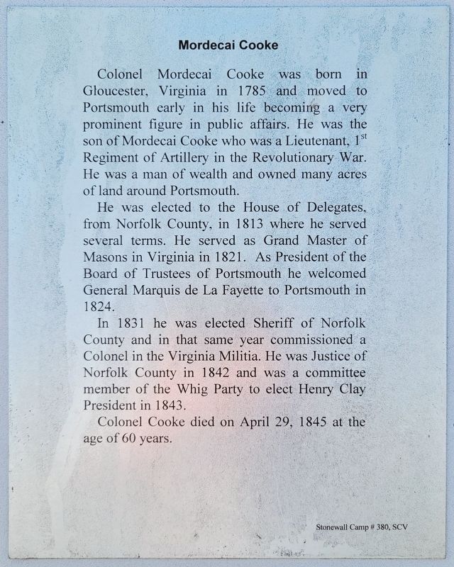 Mordecai Cooke Marker image. Click for full size.