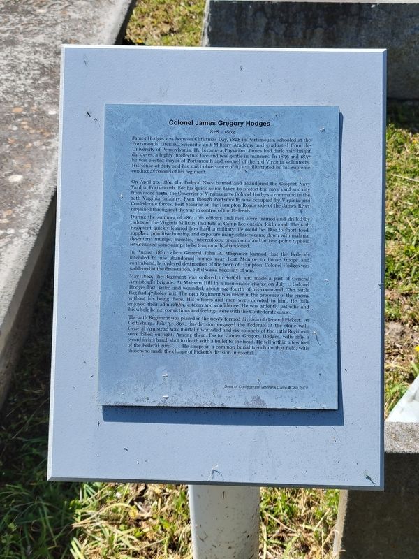 Colonel James Gregory Hodges Marker. Click for full size. Colonel James Gregory Hodges Marker image. Click for full size.