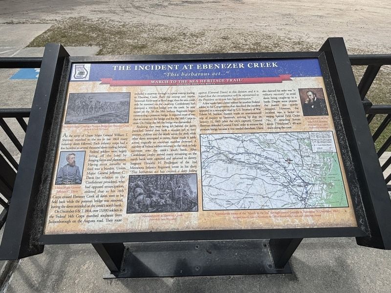 The Incident at Ebenezer Creek Marker. Click for full size. The Incident at Ebenezer Creek Marker image. Click for full size.