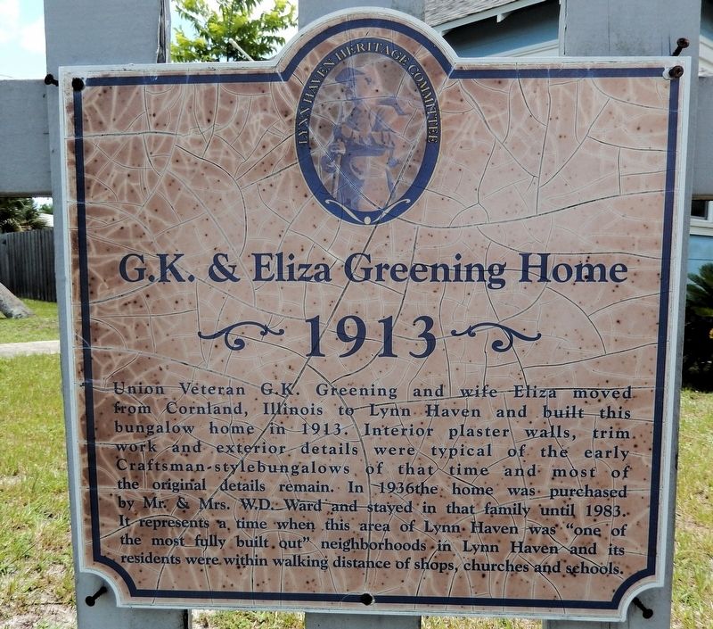 G.K. & Eliza Greening House Marker. Click for full size. G.K. & Eliza Greening House Marker image. Click for full size.