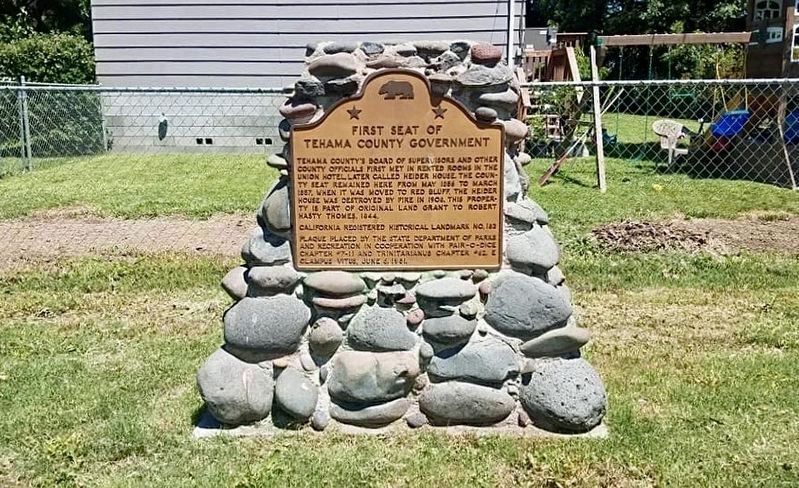 First Seat of Tehama County Government Marker image. Click for full size.