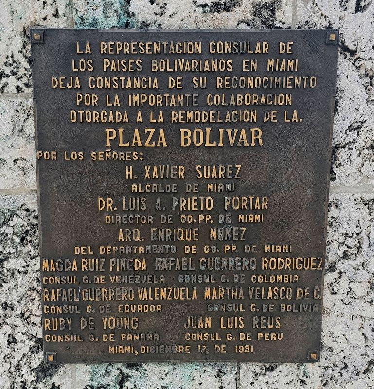 Plaza Libertador Sim�n Bol�var Dedication image. Click for full size.